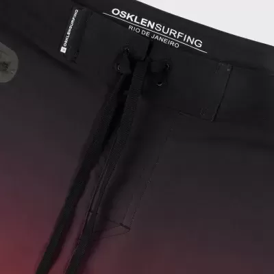 Calções de banho OSKLENSURFING com cordão preto e degradé preto para vermelho