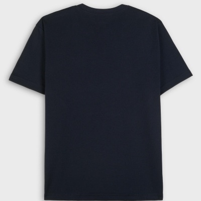 T-shirt azul escuro de manga curta vista de costas