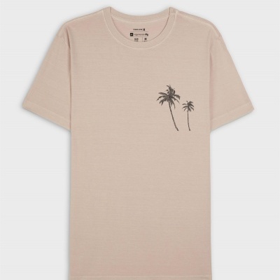 T-shirt rosa claro com palmeiras estampadas a preto