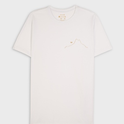 T-shirt branca de algodão com estampagem dourada minimalista