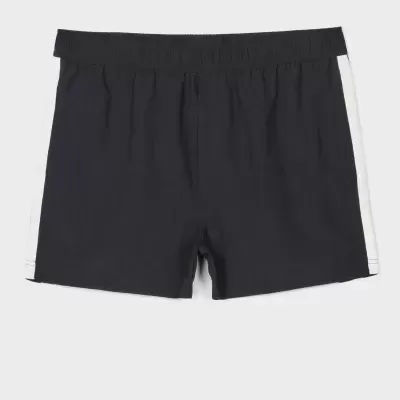 Calções de banho pretos com faixa branca lateral