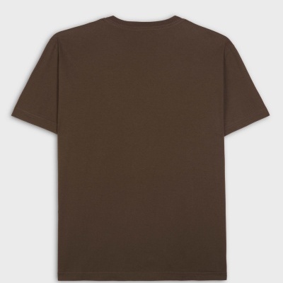 T-shirt castanha lisa de manga curta vista de costas