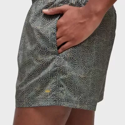 Calções de banho com padrão azul e bege e bolso lateral