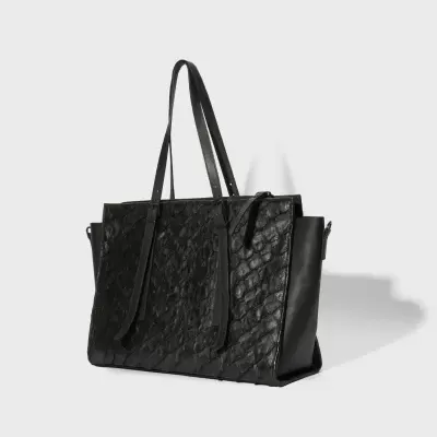 Mala preta texturizada de senhora com duas alças finas