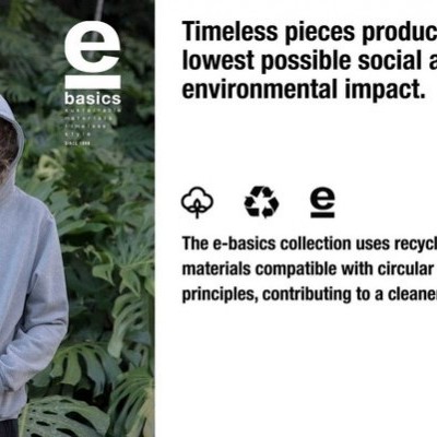 Jovem com capuz cinzento claro e texto sobre impacto ambiental e social