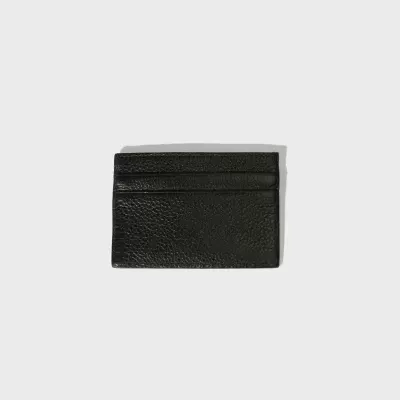 Carteira porta-cartões preta em pele granulada