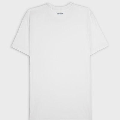 T-shirt branca com logótipo OSKLEN azul na gola