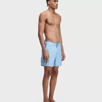 Calções de banho azuis claros para homem com dois botões pretos