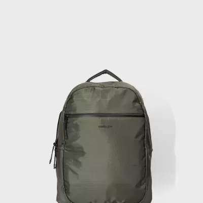 Mochila verde oliva OSKLEN em tecido sintético com bolso frontal e alça superior