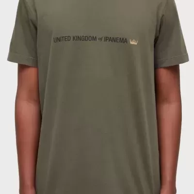 T-shirt verde-oliva com estampa 