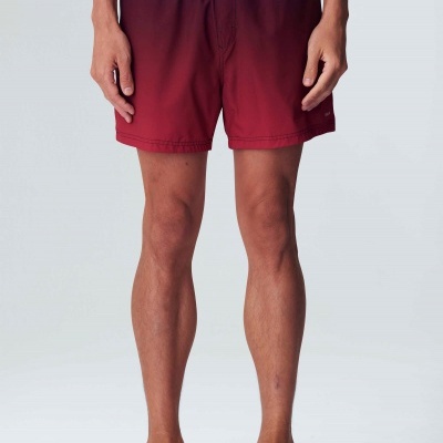 Calções de banho masculinos vermelho e preto com cós elástico