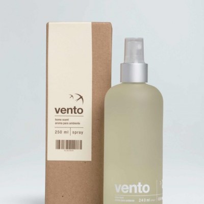 Frasco spray de vidro e caixa de cartão Vento