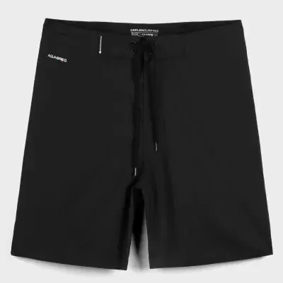 Calções de banho pretos com cordão e texto AQUAREON