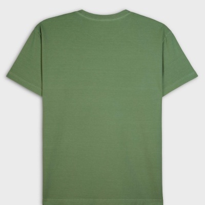 T-shirt verde de costas com gola redonda e mangas curtas