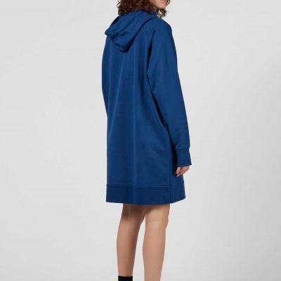 Vestido hoodie azul escuro de manga comprida com capuz