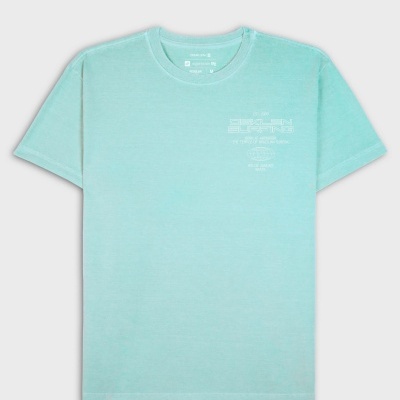T-shirt verde água Osklen Surfing com impressão branca no peito