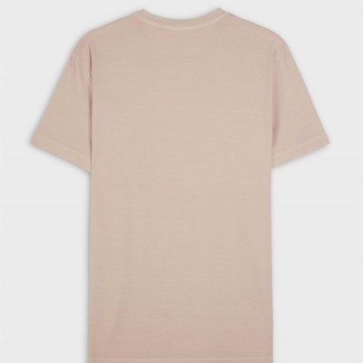 T-shirt bege lisa de manga curta mostrada de costas