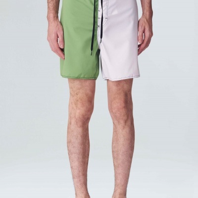 Calções de banho masculinos bicolor com cordão preto