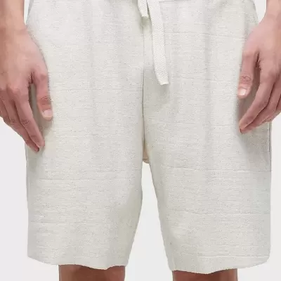 Calções masculinos brancos beige de tecido com cordão