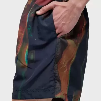 Calções de banho com padrão abstrato e bolso lateral