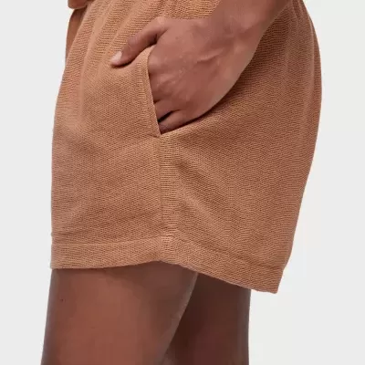 Calções castanhos de malha com bolso lateral