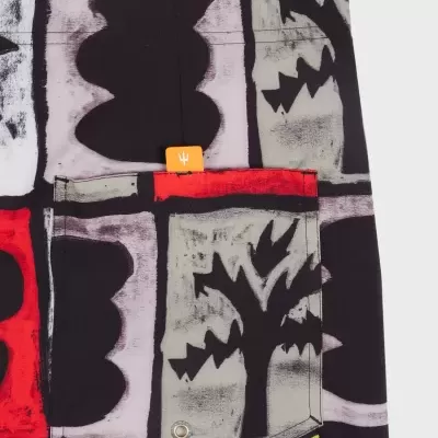 Calções de banho com padrão abstracto e bolso traseiro