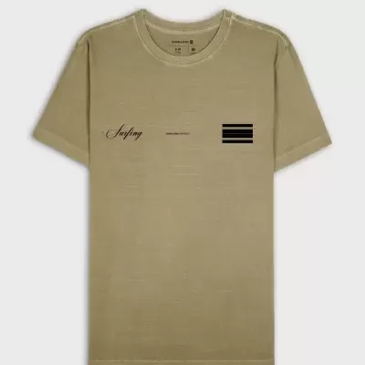 T-shirt slim stone bege com impressão Surfing e quatro barras pretas