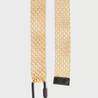 cinto bege em malha com fivela preta