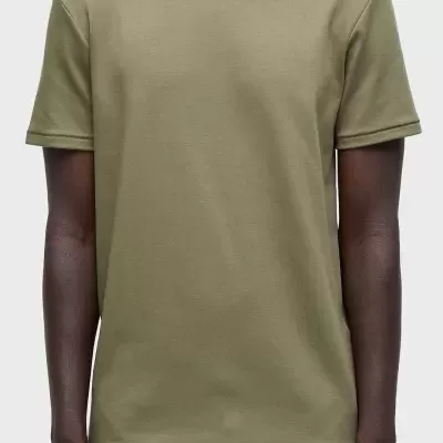 T-shirt masculina verde-oliva de manga curta com gola redonda