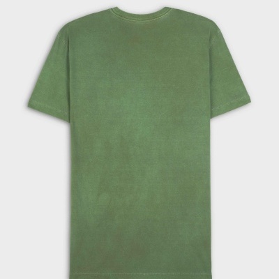 Camiseta básica verde de manga curta vista de costas