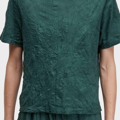 T-shirt verde escuro vincada de manga curta