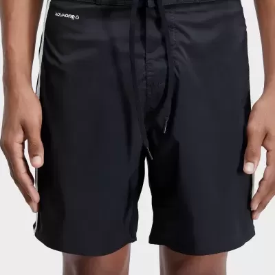 Calções de banho pretos com cordão e detalhes brancos