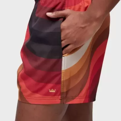 Calções de banho coloridos com padrão ondulado e cintura elástica