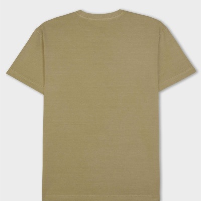 T-shirt bege de algodão vista de costas