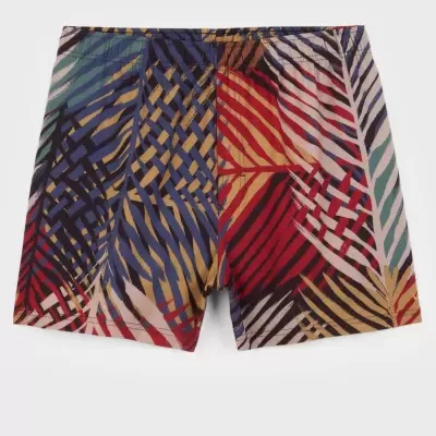 Calções de banho masculinos multicoloridos com padrão abstrato