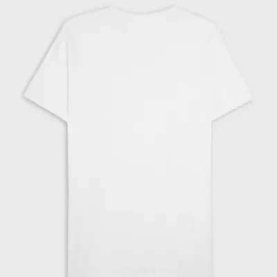 T-shirt branca de manga curta vista pela parte de trás