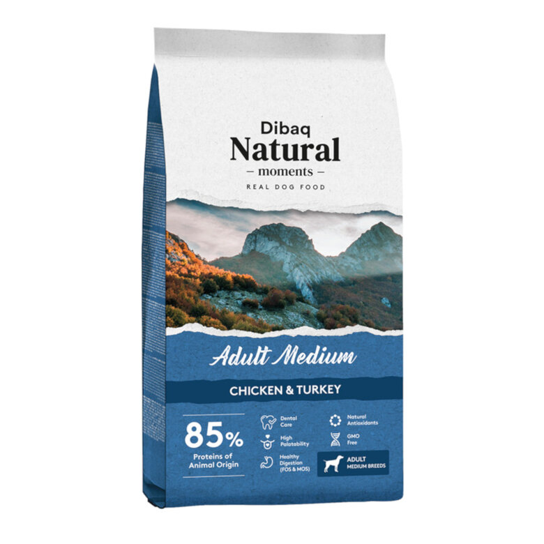 Saco de ração para cães DibaQ Natural Moments Adult Medium Chicken & Turkey
