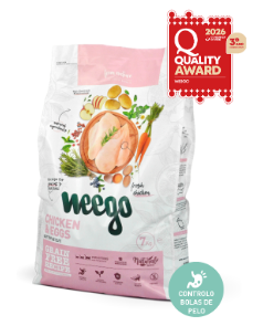 Weego Cat Food Chicken & Eggs - Kitten Saco de ração Weego Chicken & Eggs com selo de qualidade e controlo de bolas de pelo