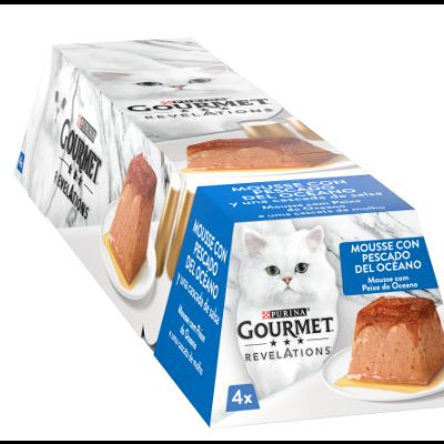 Embalagem Purina Gourmet Revelations mousse de peixe do oceano para gatos