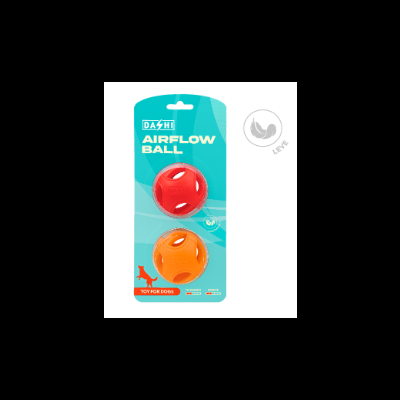 Brinquedo para cães bolas vermelha e laranja em embalagem azul