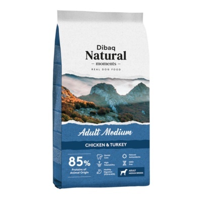 Saco de ração para cães DibaQ Natural Moments Adult Medium Chicken & Turkey