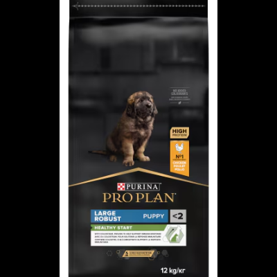 Saco preto de ração para cachorros Purina Pro Plan Puppy Large Robust 12 kg