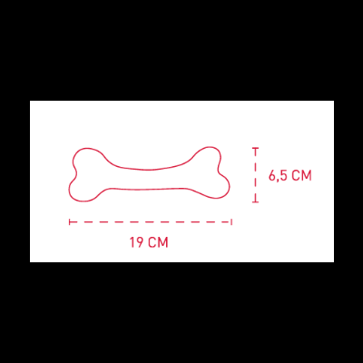 Desenho de osso vermelho com medidas em fundo branco