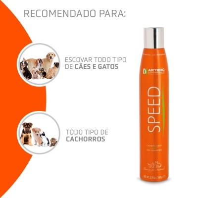Frasco laranja de champô seco para cães e gatos Artero Cosmetics