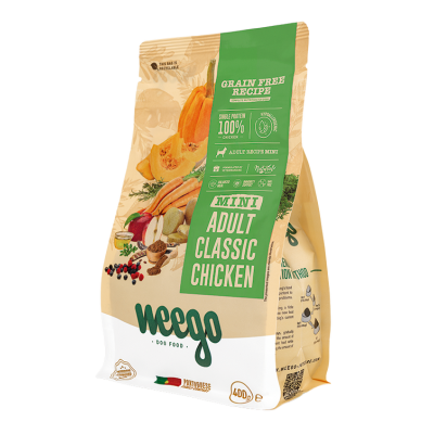Pacote de comida para cães Weego Mini Adult Classic Chicken 400g
