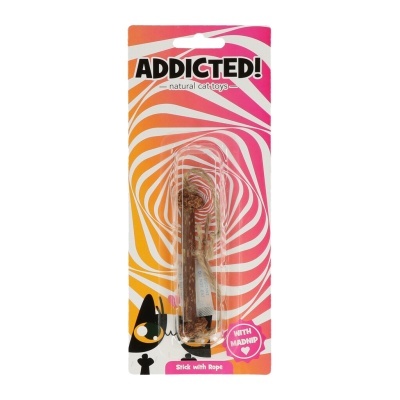 Brinquedo para gato com vara de madeira e corda em embalagem colorida