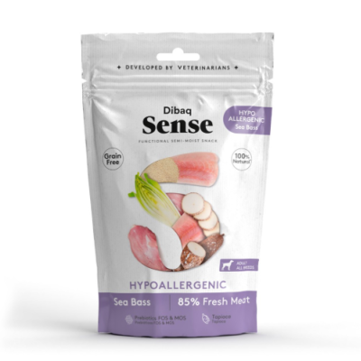Embalagem de petisco semi-húmido Dibaq Sense Hypoallergenic Sea Bass para cães