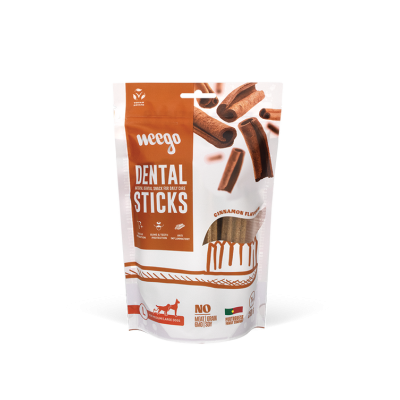 Embalagem de snacks dentais Weego Dental Sticks sabor canela para cães