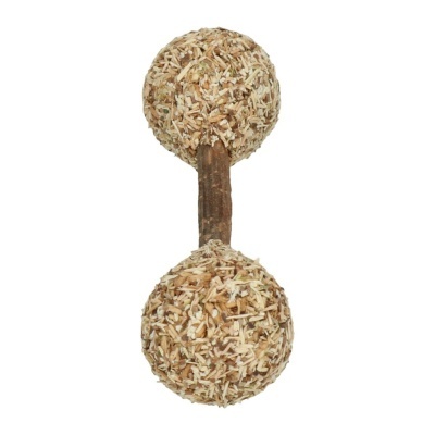 Brinquedo haltere para animais de madeira com aparas