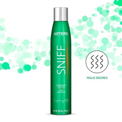 Spray desodorizante corporal verde Sniff da ARTERO com tampa prateada